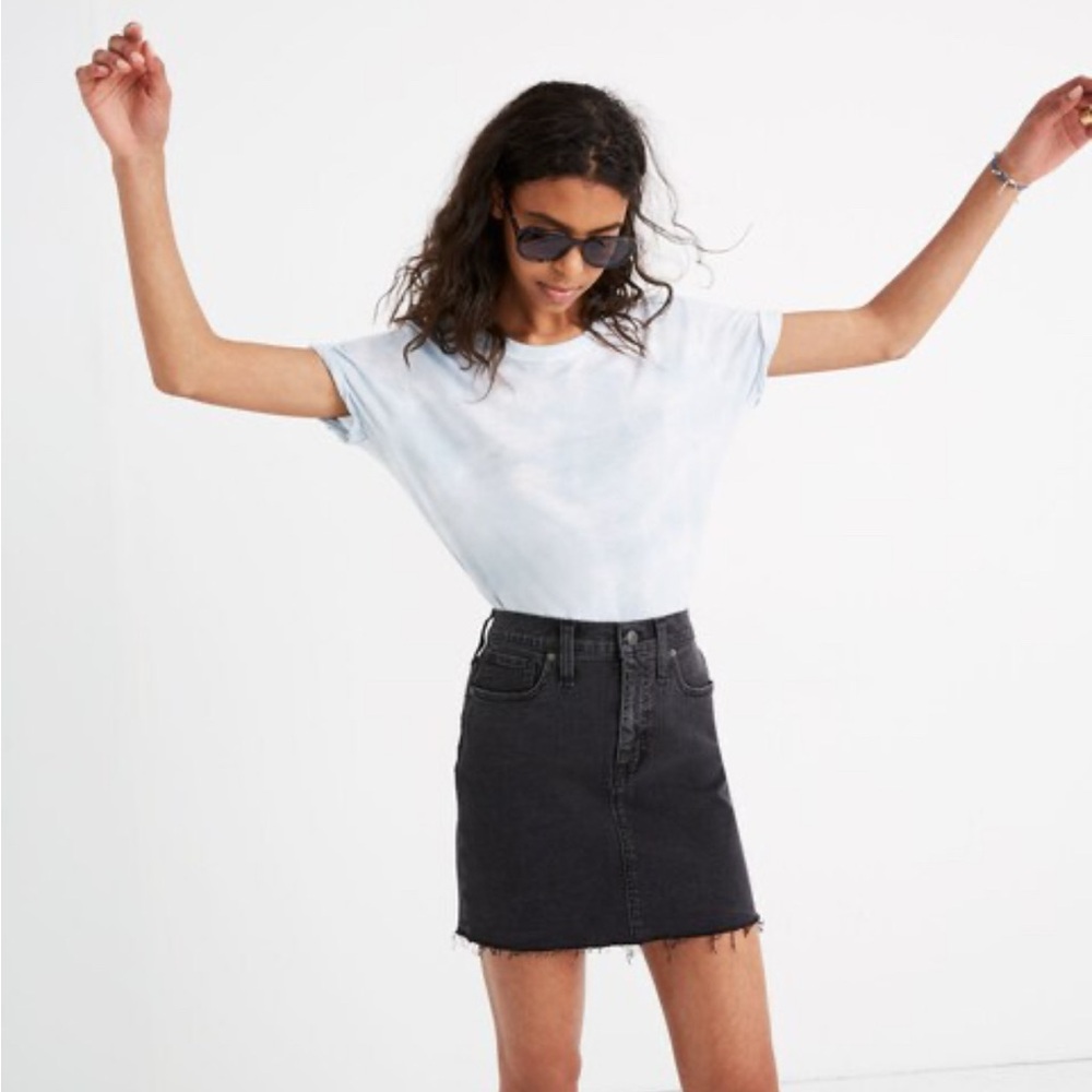 Madewell Stretch Denim Straight Mini Skirt: Raw Hem Edition